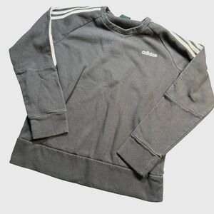 Adidas Black Crewneck Sweatshirt 3 Stripe Sleeve Logo Men's Medium